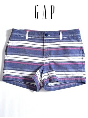 GAP Khakis 4" Short Striped Blue White Red 12